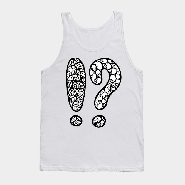 Exclamation and Question Mark Doodle Art Tank Top by VANDERVISUALS